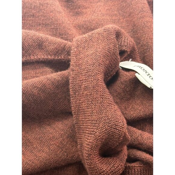 Pronto Uomo Men's Extra Fine Merino Wool Sweater Brown Pullover Mock Neck Size L - Picture 5 of 9